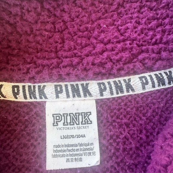 Victoria Secrets Pink women's purple Sherpa fuzzy jacket size L - Picture 2 of 5